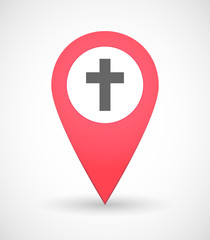Map mark icon with a cross