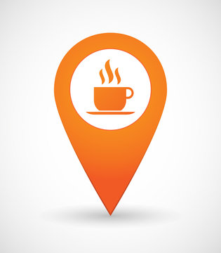 Map mark icon with a coffee cup