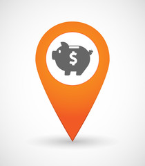 Map mark icon with a piggy bank