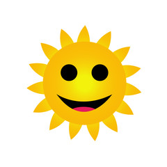 Bright yellow sun smiling