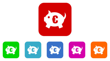 piggy bank vector icon set