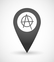Map mark icon with an anarchy sign