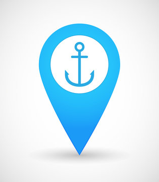 Map mark icon with an anchor
