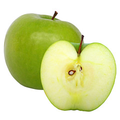 Apfel und Apfelhälfte Granny Smith