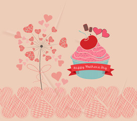 mothers day sweet love with cupcake retro background