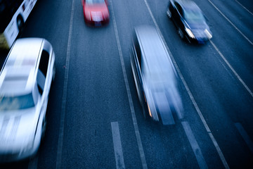cars in highway with blur motion