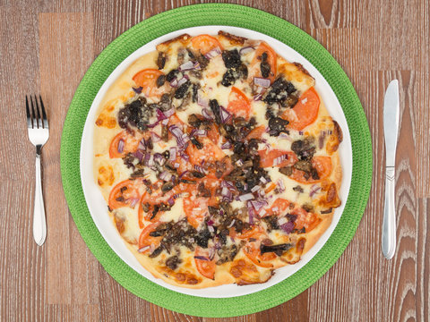 pizza with mushrooms