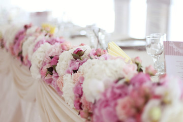 Wedding flowers on table