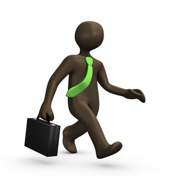 Rennender Gesch&auml;ftsmann, 3D Illustration, schwarze Comic-Figur