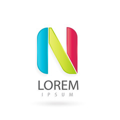 Creative logo design, letter N. Colorful vector icon.