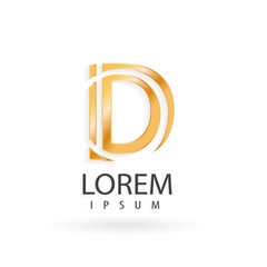 Golden logo design, letter d. Creative metallic vector icon.