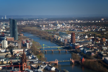 Fototapeta na wymiar Tilt shift Frankfurt view