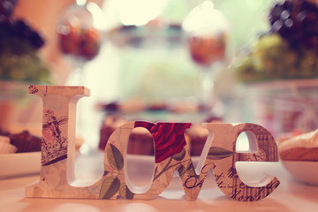 Love letters decor on table