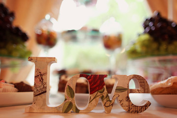 Love letters decor on table