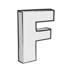 Retro 3d Alphabet F Text Vector