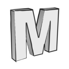Retro 3d Alphabet M Text Vector