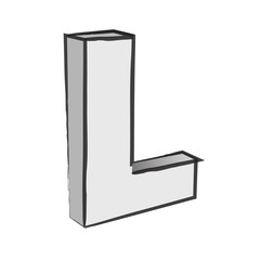 Retro 3d Alphabet L Text Vector