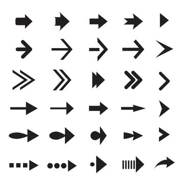 set of black vector arrows