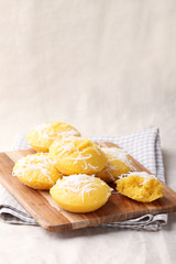 Thai sweet dessert ,sugar palm cake with coconut