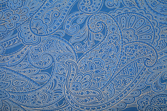 Vintage Blue Wallpaper With Paisley Pattern