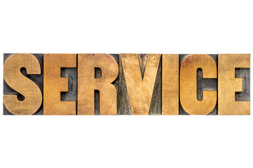 service word in wood type