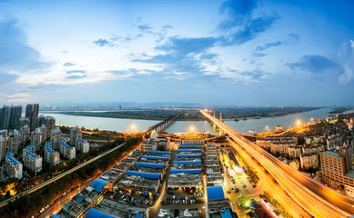 Fototapeta premium the night of modern bridge,