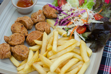 Crispy Prawn Rolls and fried potato