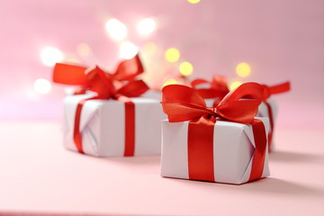 gifts with red ribbons