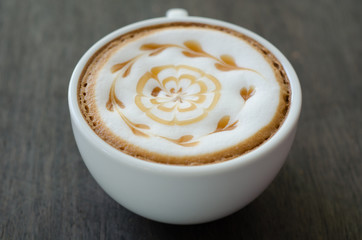 close up of a beautiful cup of hot coffee