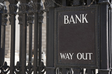 Bank Way Out Sign