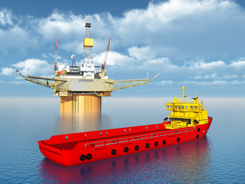 Platform Supply Vessel and Oil Platform