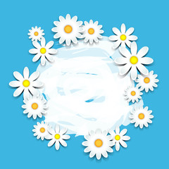 3D-daisies on blue card