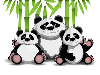 Naklejka premium Family of pandas