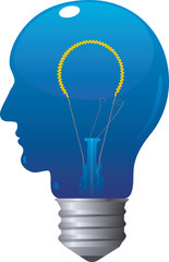 Blue Head Bulb Turned On