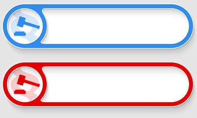 Blue and red vector abstract buttons and law icon