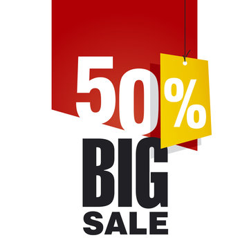 Big Sale 50 percent off red background