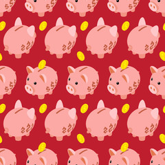 Seamless pattern with piggy bank