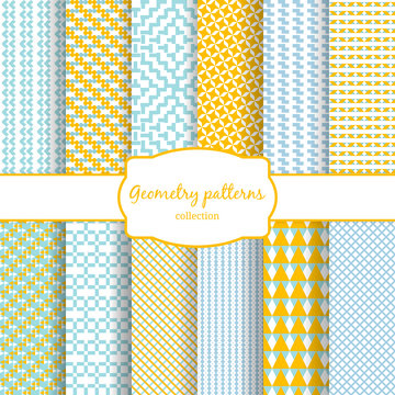 Abstract geometric vector seamless patterns set