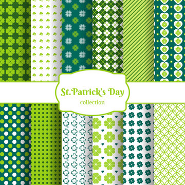 St Patricks day seamless patterns