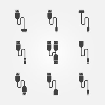 USB cables vector icons