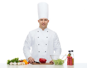 happy male chef cook cooking food
