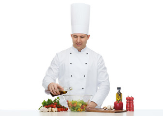 happy male chef cook cooking food