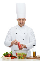 happy male chef cook cooking food