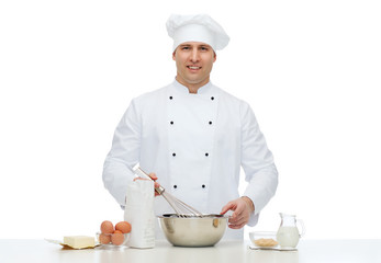 happy male chef cook baking