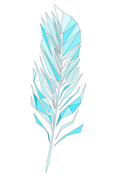 Feather, Low polygon linear vector illustration