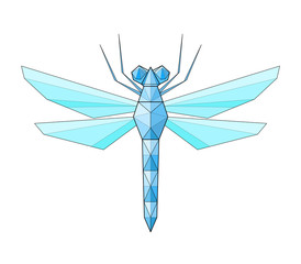 Dragonfly. Low polygon linear vector illustration