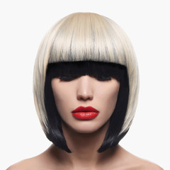 Beautiful woman with unusual bob hairstyle