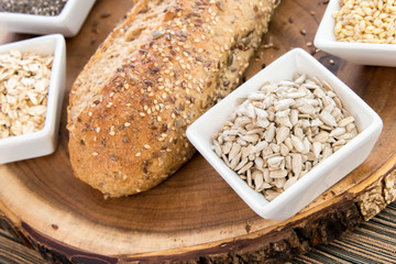 a fresh baked loaf of whole grains bread