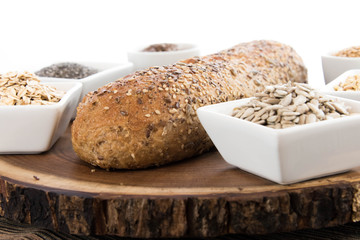 a fresh baked loaf of whole grains bread