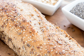 a fresh baked loaf of whole grains bread